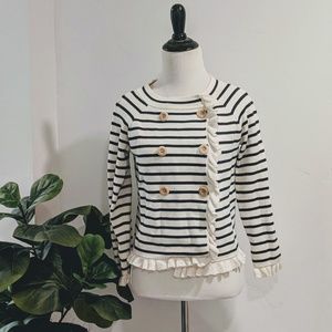 J. Crew Striped Ruffle Blazer